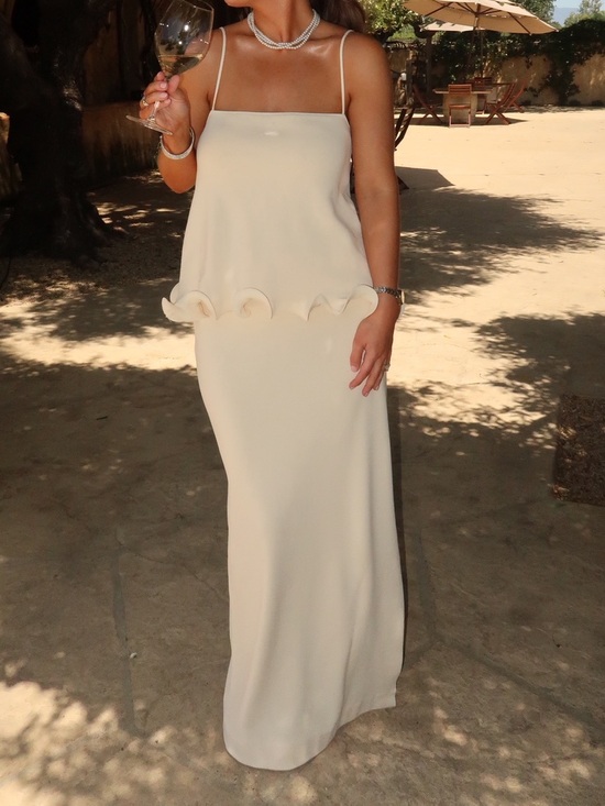 SAME Dresses & Skirts - SAME Los Angeles Cream Set with Ruffle Hem